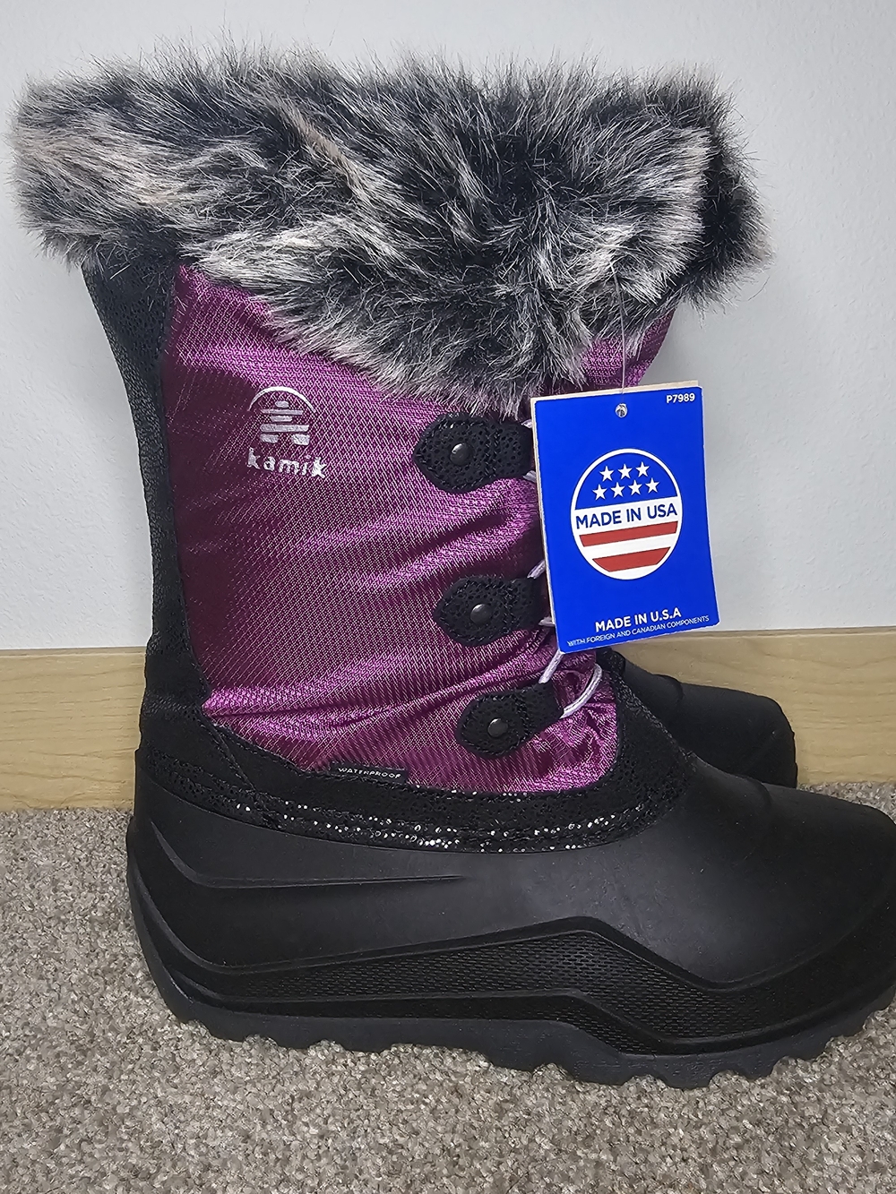 Kamik Kids Purple and Black Faux-Fur Winter Boots